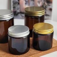 Pot Vide en Verre Ambré 8oz pour Soins de la Peau, Récipient en Étain, Pot de Crème Visage et Corps 250g pour Beurre Corporel