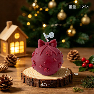 Madonna Child Festive <b>Christmas</b> Ball Candles Bow Soy Wax Art Candles Fresh Scent Modern Style for Holiday <b>Tree</b> <b>Table</b> Winter Home - Product Image 4