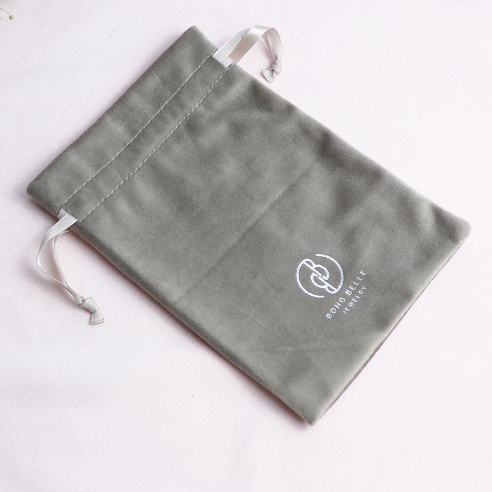 Custom logo Printed Velvet Drawstring Bag Reusable Velvet Mailbag ...