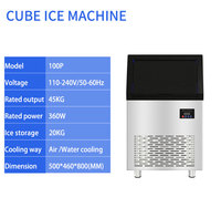 Machine à glaçons en cubes de type sous-comptoir, capacité 45 kg (grande/mini), pour accessoires de cuisine, 110V 220V 240V