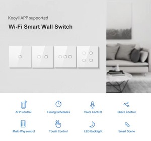 Nuevo Interruptor de Luz de Pared Táctil Kooyii WiFi Inteligente para Automatización del Hogar, 16A, Cristal, Neutro, UE/Reino Unido, 1-4 Botones, Compatible con <span class=keywords><strong>Alexa</strong></span> y <span class=keywords><strong>Google</strong></span> (2026) - Product Image 4