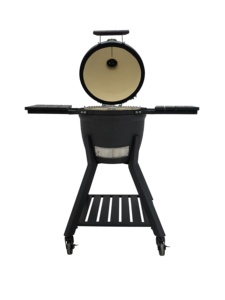 Grill Kamado in Ceramica Moderno da 16 Pollici Modello MK16Pro, Grande a Forma di Uovo, Grigio Opaco, Liscio, con Carrello <span class=keywords><strong>BBQ</strong></span> e Affumicatore in <span class=keywords><strong>Ghisa</strong></span> - Product Image 4