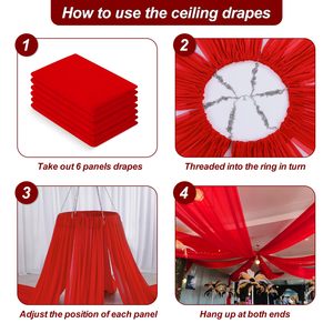 Fiestas Rojas, cortinas de boda, 2 paneles, 5x20FT, cortina de gasa, telón de fondo, cortinas de techo, decoración, arco de boda, tela drapeada - Product Image 4