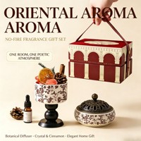 Coffret Cadeau Diffuseur d'Arômes Orientaux Sans Flamme en Céramique avec Pierres de Cristal et Huiles Essentielles pour Décoration d'Intérieur - Vente en Gros