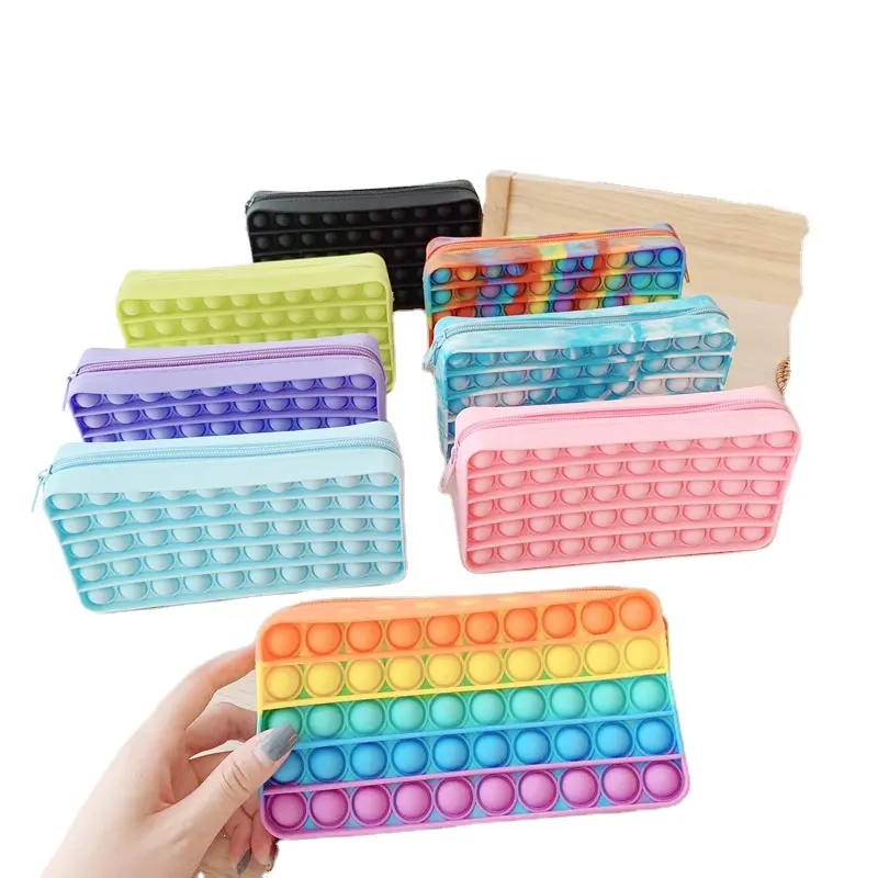 Amazon yeni çanta stres oyuncakları kılıfı pop it kalem kutusu silikon kemirgen kalem kutusu silikon