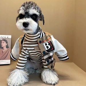 Catalogue de luxe Automne Hiver Mignon Designer Marron Beige Imprimer Chiens Carlin Chaud <span class=keywords><strong>Chien</strong></span> Manteau Veste Pet Hiver Outfit - Product Image 3