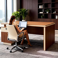 Bureau de direction moderne et minimaliste avec chaise, table individuelle et tiroirs de rangement intégrés