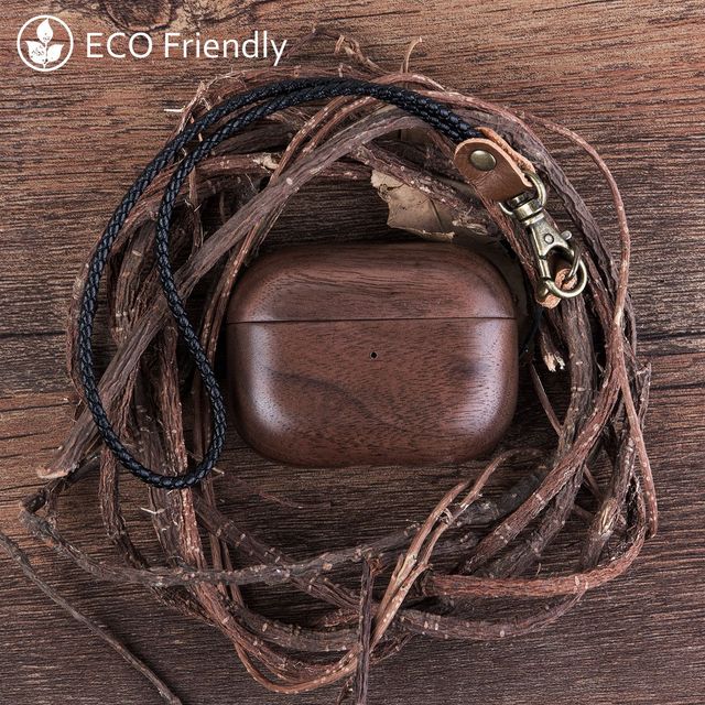 Wood Cases for AirPods Pro 2 Generation Wireless Earphone Protective Cover for Airpods Pro2 Walnut Wood Hard Case Shell