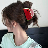 Best verkochte schattige fruitvormige acryl haarclips: watermeloen, aardbei, ananas, haai clip voor de zomer, groothandel voor vrouwen
