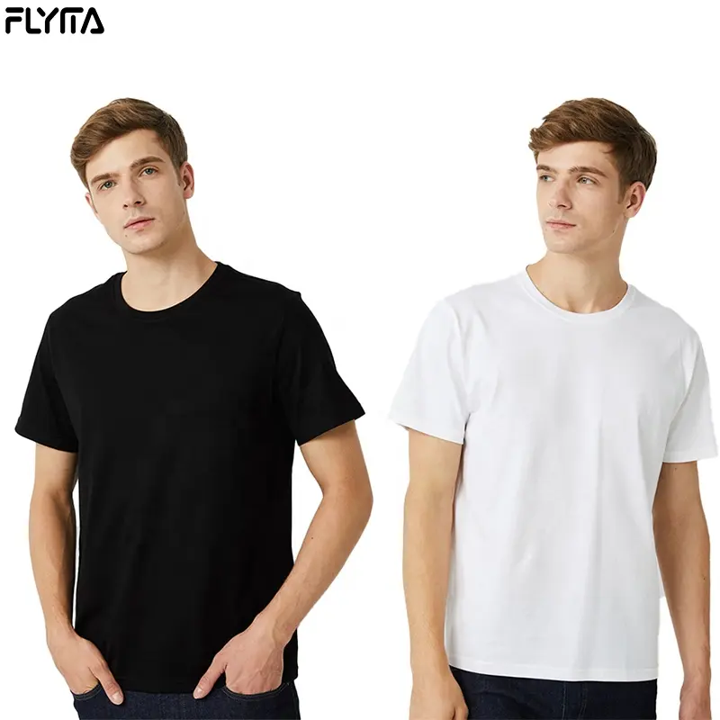 Flyita 2021 Aangepaste Logo Witte T-shirts 100% Supima Katoen Mannen T-shirt Blank Plain Zomer T Shirt Koop