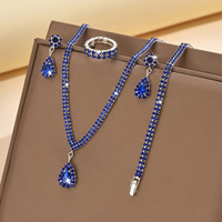 Parures de bijoux tendance pour femme : boucles d'oreilles en strass, colliers pendentifs en forme de V et de goutte d'eau, bracelets tennis, cadeau de mariage pour mariée