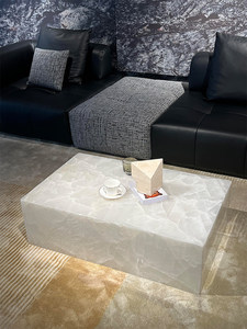 Tavolino da Caffè in Marmo Naturale di Lusso Importato, Stile Minimalista Italiano, Grande Tavolo Rettangolare per Soggiorno - Product Image 1