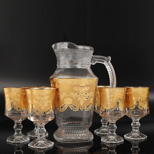 Bán Sỉ Logo Đề Can Bình Thủy Tinh Bộ Ly Uống Nước 7 Chiếc Bộ Ly Thủy Tinh Kèm Cốc Vại Bình Có Nắp - Product Image 1