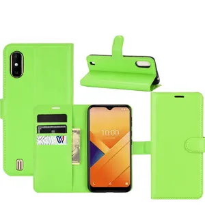 Étui en cuir Pu de qualité supérieure avec porte-cartes, coque arrière rabattable, vert, pour Wiko Life 3 U316at Y83