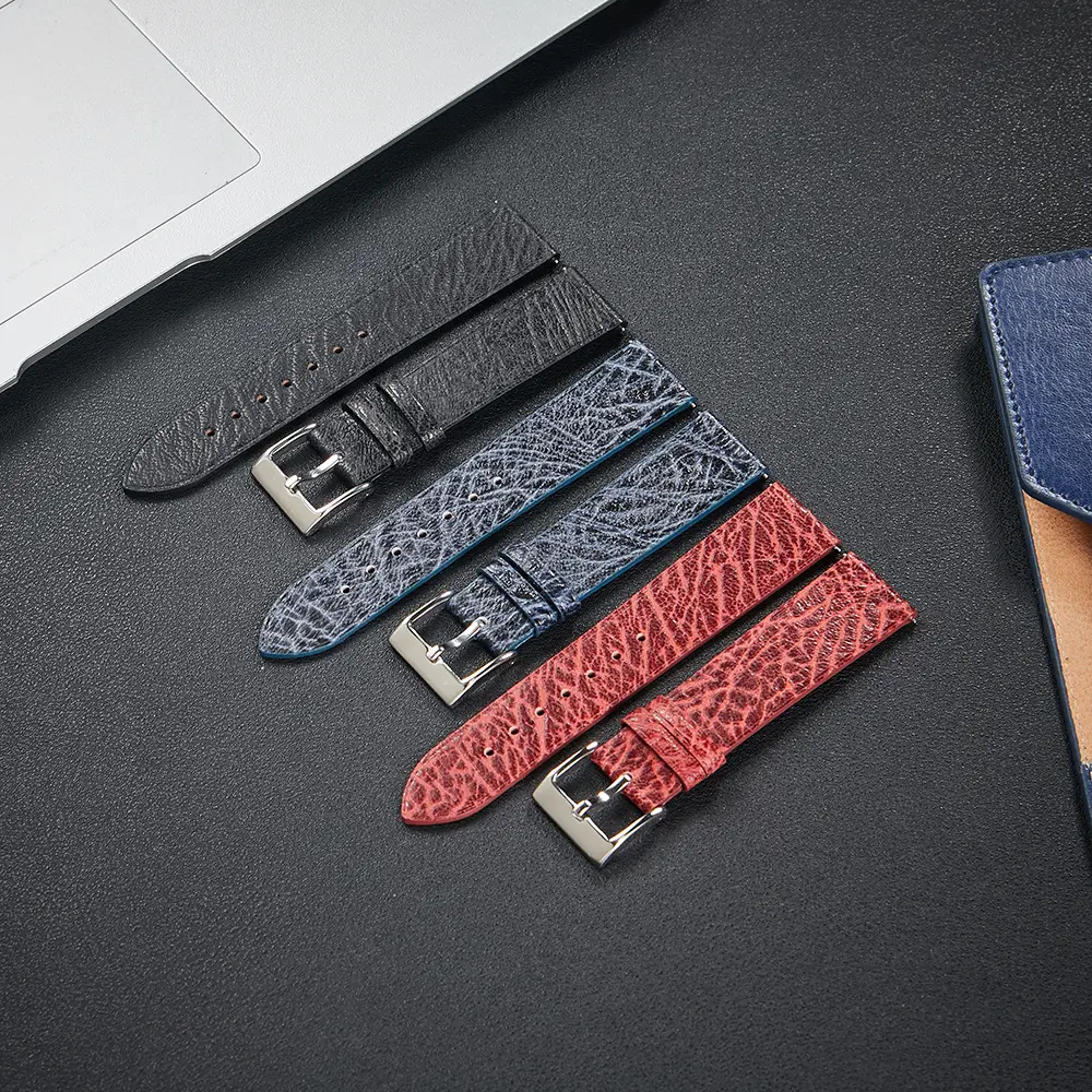 Yunse New Pattern Wildleder Leder bänder in Top Grain Leder Luxus Echt leder Uhren armbänder mit Stahl pvd schwarze Schnalle