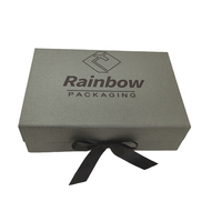 Boîtes cadeaux pliables rigides en carton gris de luxe avec logo personnalisé, fermeture magnétique