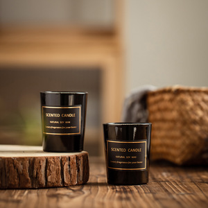 Wholesale Luxury Fragrance Mini 55g Neroli Water Lime Basil <strong>Citrus</strong> Soy Wax Black Glass Scented <strong>Candle</strong> With Box - Product Image 2