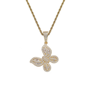 Collana con ciondolo a farfalla impilata, dolce e raffinata, collana in rame con zirconi stile Spice Girl. - Product Image 3