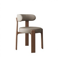 Fauteuil de salle à manger contemporain en bois avec dossier en cuir PU, en noyer massif, écologique et durable, pour la maison, le bureau, l'hôtel, l'entrepôt