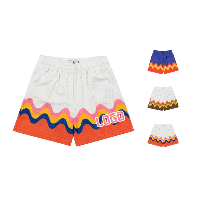 Shorts de malha para homens, cores de logotipo personalizadas com dupla camada de alinhamento para verão