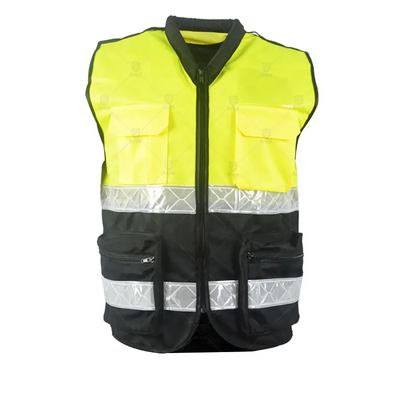 Durable hi vis traffic construction reflective strips clothing class 2 safety officer work vest ansi 107 clothes with pockets