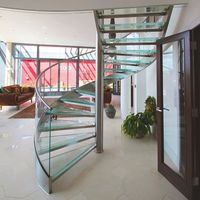 Escalier en colimaçon moderne en acier inoxydable sur mesure avec marches en verre trempé pour hôtel, villa, appartement - Durable et écologique