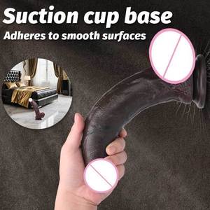 Nuovo Dildo in Silicone Liquido con Testa Curva, Macchina per Masturbazione Manuale Morbida per Donne, Giocattoli Sessuali per Adulti, Dildo Nero, Dildo Enorme - Product Image 2