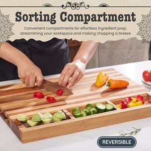 Tabla de Cortar Grande de Madera de Teca de Alta Calidad con Exprimidor, Tabla de Cortar Gruesa para Delicatesen y Procesamiento de Jugos de Carne - Product Image 2