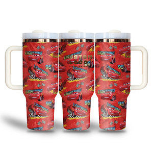 Gobelet isotherme en acier inoxydable de 40 oz avec logo personnalisé, design rétro de voitures de dessin animé, vente en gros, avec boîte cadeau - Product Image 3