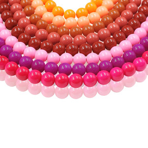 10mm cam boncuk Diy aksesuarları moda düz renk kırmızı sıcak pembe destek dekorasyon için dağınık boncuklar el yapımı bilezik boncuk - Product Image 3
