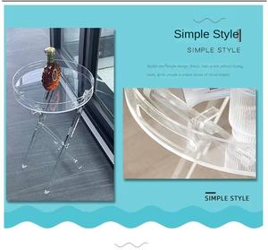 <span class=keywords><strong>Table</strong></span> basse <span class=keywords><strong>pliante</strong></span> moderne en acrylique transparent Petit <span class=keywords><strong>coin</strong></span> latéral portable pour le salon Assemblage facile Conception autoportante - Product Image 5