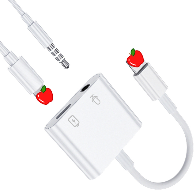 2 in 1 Earphone Audio charge Adapter For IOS to 3.5mm For iPhone 7 8 X 11 12 13 14 Aux Jack Splitter
