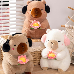 Peluche de Capibara Realista con Diseño Personalizado y Flor de Loto, Juguete de Peluche para Decoración de Dormitorio Infantil - Product Image 3
