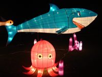 2024 poisson festival extérieur à la main lanterne exposition suspendue noël LED chinois papier animal soie lanternes décoratives
