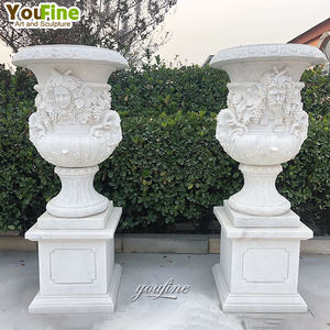 <span class=keywords><strong>Grand</strong></span> vase en marbre <span class=keywords><strong>blanc</strong></span> décoratif fait à la main en gros - Product Image 3