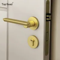 Serrure de porte de chambre silencieuse en cuivre Design français Style universel ménage poignée de porte en bois pour salles de bain en acier