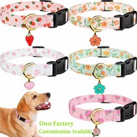 Collier pour chien en coton doux moderne fait main avec un imprimé unique et mignon, boucle en métal réglable pour la sécurité, adapté aux chiens de petite et moyenne taille
