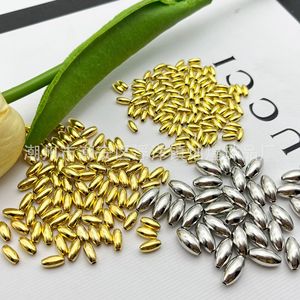 Perles ovales dorées et argentées 3x6mm, plaquées, à trou droit, pour la création de bijoux DIY - Product Image 1