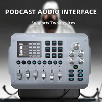 Peralatan Podcast Desktop Antarmuka Audio Digital Kartu Suara Live Mikrofon 48V XLR Peredam Kebisingan Dukungan Nirkabel Dua Orang