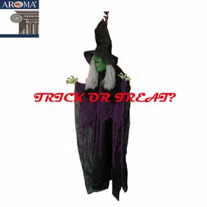 ของตกแต่งฮาโลวีน AROMA แม่มดแขวนขนาด 4 ฟุต มีไฟ LED ดวงตาเรืองแสง เสียงน่าขนลุก ใช้แบตเตอรี่ AAA สำหรับตกแต่งสวนหลอน - Product Image 4