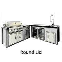 Cuisine extérieure personnalisée en acier inoxydable, armoires de jardin, îlot de barbecue modulaire mobile avec évier, réfrigérateur, grilles à gaz