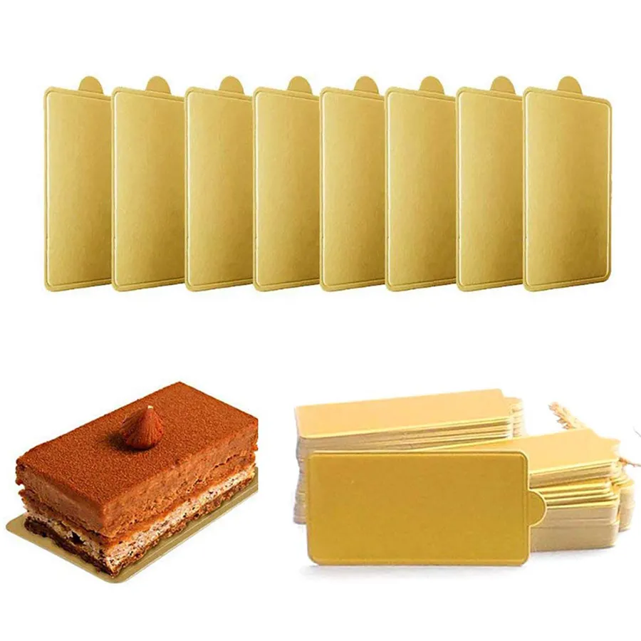 مصغرة مربع/جولة الذهبي كعكة الكرتون قاعدة ، 100 قطعة كعكة أطباق ورقية الحلوى لوحة قاعدة الشحوم واقية المعجنات كرتون