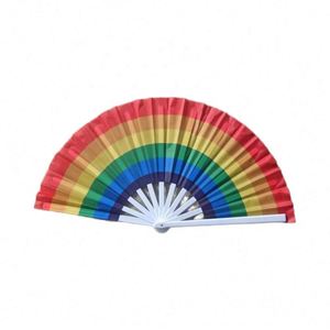 Abanico de Mano de Plástico con Diseño Arcoíris de 33 cm, Estilo Folclórico, Clásico y Tradicional, para Fiestas de Halloween, Navidad y Eventos Empresariales, Venta al Por Mayor - Product Image 1