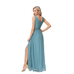 Vrouwen Chiffon Maxi Jurk Dames V-Hals Mouwloze Bruidsmeisje Jurken Elastische Taille Prom Jurken Voor Vrouwen Jurken - Product Image 2