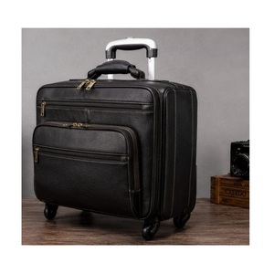 High Quality Genuine Leather Travel <b>Trolley</b> Bag Lightweight Construction Smooth <b>Mobility</b> Large Storage Capacity Anti-Theft Water - Product Image 1