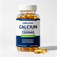 Cápsulas de Gel Suave de Calcio con Vitamina D3 y K2, 120 Unidades, Marca Privada OEM, Suplemento para la Salud y Fuerza Ósea