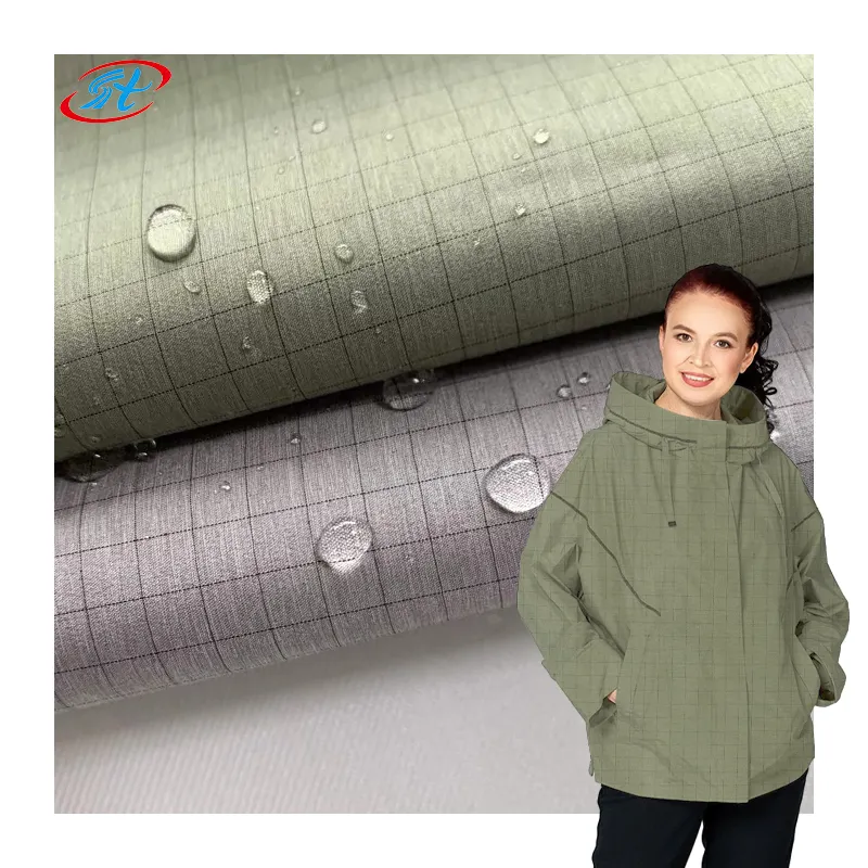 Individueller graphen kariert pongee stoff 100% polyester wasserdicht outdoor kleidung stoff für winterjacke