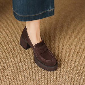 <span class=keywords><strong>Mocassini</strong></span> Vintage con Plateau in <span class=keywords><strong>Camoscio</strong></span> per Bambini Cialisa 2025, Scarpe Autunno Inverno di Alta Qualità, Punta Tonda, Slip-On, Tacchi Alti Chunky, Décolleté da <span class=keywords><strong>Donna</strong></span> - Product Image 3