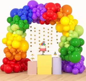 JYAO-Kit de ballons arc-en-ciel de 189 pièces, 7 couleurs, 5 pouces, 12 pouces, 18 pouces, ensemble de ballons en latex pour fête d'anniversaire