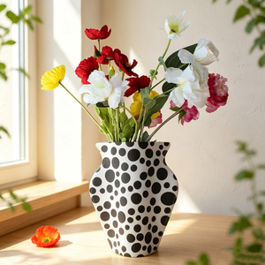 Vase en papier pliable à motif ethnique vintage, vase à fleurs imperméable pour la décoration de table de mariage ou de fête - Product Image 6